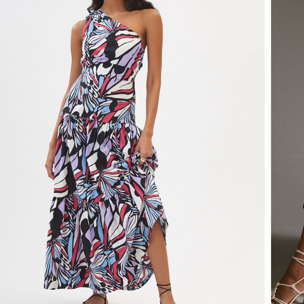 Anthropologie One Shoulder Dress in Bold Multicolor